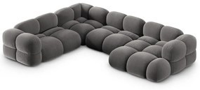 Szürke bársony sarokkanapé (bal oldali-U alakú) Loretto – Cosmopolitan Design