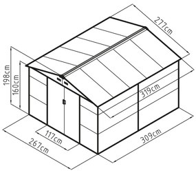 G21 GAH 884 kerti fém tároló - 277 x 319 cm, zöld