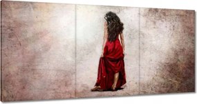 Vászonkép 60x30 Csaj piros ruhában