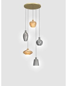Wofi 5005-501 - Csillár zsinóron ROUEN 5xE14/40W/230V arany/szürke