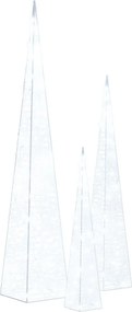 vidaXL hideg fehér fényű LED-es akril díszfénykúpszett 30/45/60 cm