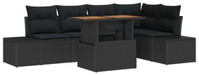 vidaXL Kert étkező szett párnával 6 pcs Fekete és Barna