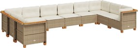 vidaXL 10 részes bézs polyrattan kerti ülőgarnitúra párnával