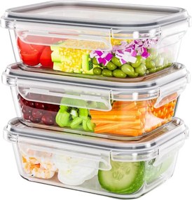 Üvegtartályok 1040 ML Téglalap Alakú Uzsonnás Doboz Gierekhoff Corio 3DB-OS Szett