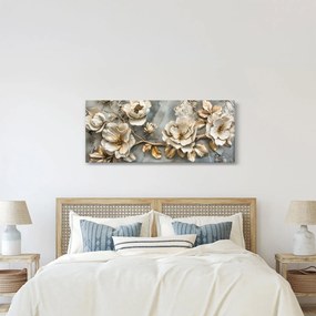 Kép - Márvány háttér virágokkal (120x50 cm)