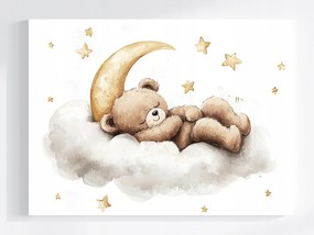 Vászonkép Canvas Éjszaka Ég Hold Csillagok Mackó Álom Mese 100x75