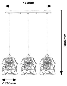 Rabalux 72113 - EMRYS 3xE27/40W/230V függeszték kábellel
