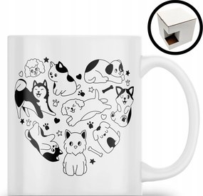 Bögre Aranyos Kutyus Kutya Szív Vicces Születésnapi Ajándék 330ML Csomagolás