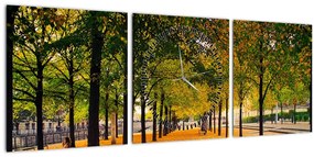 Egy kép az őszi fák sikátorából (órával) (90x30 cm)