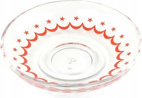 Üveg csészealj díszítéssel 10,5 cm "Emir" karton 6 db