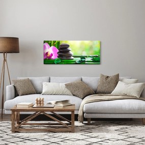 Kép a masszázs kövek és orchideák a vízen (120x50 cm)