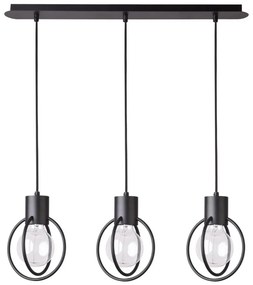 Csillár zsinóron AURA 3xE27/60W/230V fekete