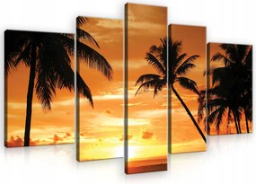 Vászonkép 5 Részes Tengerpart Pálmafák Vászon Fal Hálószoba Nappali 170x100
