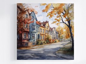 Vászonkép Canvas Város Utca Házak Bérházak Ősz Kilátás 80x80