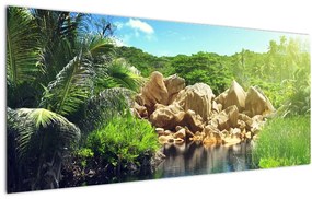 A tó képe a Seychelle-szigetek dzsungelében (120x50 cm)