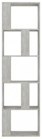 betonszürke szerelt fa könyvszekrény/térelválasztó 45x24x159 cm