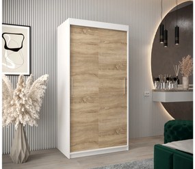 Ruhásszekrény 100 cm Toki (matt fekete + szonoma tölgy). 1064792