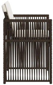 4 db barna polyrattan kerti szék párnával