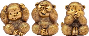 Majom figurák szobrocskák okos majmok arany dekoráció otthon állat