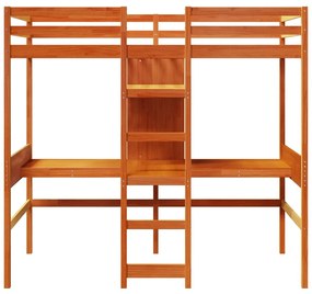 viaszbarna tömör fenyő galériaágy-keret matrac nélkül 75x190 cm