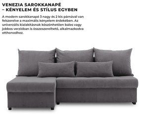 Venezia sarokkanapé, kordbársony, univerzális oldal, hab töltet, szürke