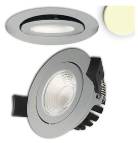 Süllyesztett LED lámpatest, ezüst, kerek, 8W, 60°, 650lm, 3000K melegfehér, IP65, CRI94, fényerőszabályozható