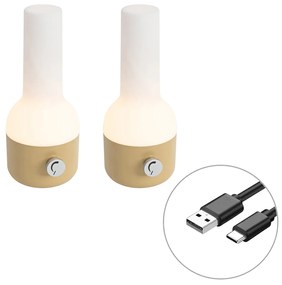 2 db-os kültéri asztali lámpa szett arany fehérrel, újratölthető LED-del - Haard