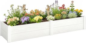 Outsunny műanyag emelt ágyás, snap-összekapcsolható virágláda – 197 x 54 x 33 cm, kertre, erkélyre, virágokhoz, zöldségekhez | Aosom