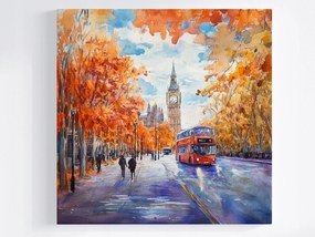 Poszter Város London Big Ben Óra Utca Busz 80x80