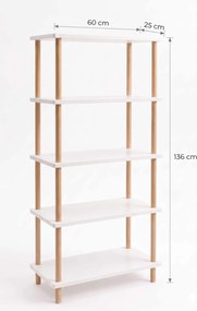 Könyvespolc, fehér, 60 cm