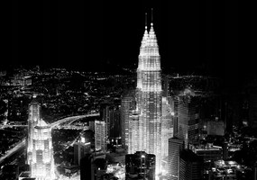 Fotótapéta Kuala Lumpur éjszaka Petronas tornyok panoráma 200x140 +ragasztó