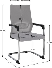 Tárgyalószék, szürke/fekete, KABIR