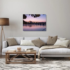 A Prágai vár és a Moldva képe (üvegen) (70x50 cm)