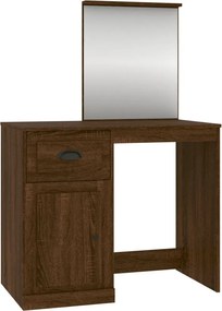 vidaXL barna tölgy színű szerelt fa tükrös pipereasztal 90x50x132,5 cm