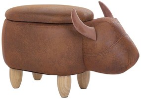 Barna műbőr állatos puff 60 x 35 cm COW Beliani