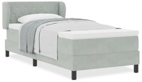 Boxspring Ágy Mattal Világosszürke 90x200 cm Bársony