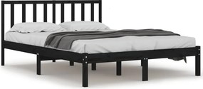 vidaXL fekete tömör fenyőfa ágykeret 140x190 cm