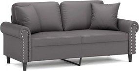 vidaXL 2 személyes szürke műbőr kanapé díszpárnákkal 140 cm