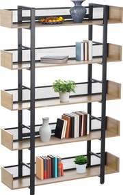 5 polcos polcállvány, tölgy/fekete, KILIS NEW TYP 2