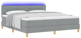 Box Spring Ágy matraccal és LED lámpával Világosszürke 180x200 cm Szövet
