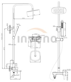 Invena Glamour Trend, kád-zuhanygarnitúra esőzuhany fejjel 22x22 cm, fényes króm, INV-AU-05-B01-V