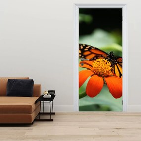 Fotótapéta ajtóra - Pillangó egy virágon (95x205cm)