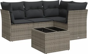 vidaXL 5 részes szürke polyrattan kerti ülőgarnitúra párnákkal