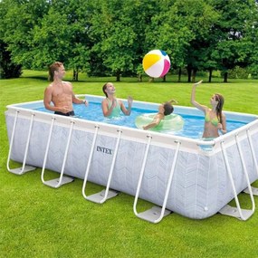 INTEX MetalPrism Set Chevron négyszögletű medence 400 x 200 x 100 cm (26780)