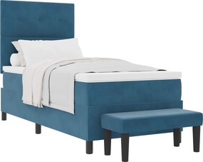 vidaXL Boxrugós ágy matracmal fejtámlával Sötétkék 80 x 200 cm Bársony