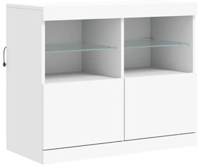 fehér tálalószekrény LED-világítással 163 x 37 x 67 cm