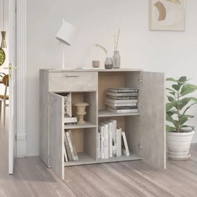 betonszürke szerelt fa tálalószekrény 80 x 36 x 75 cm