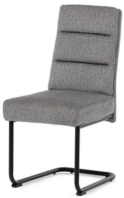 Scaun de sufragerie cu bază tip sanie, scaun cu arcuri imbunătațite, mîner pe spătar, țesătură gri deschis, metal negru