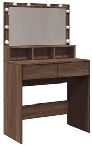 barna tölgy színű fésülködőasztal LED-del 80 x 41 x 134,5 cm