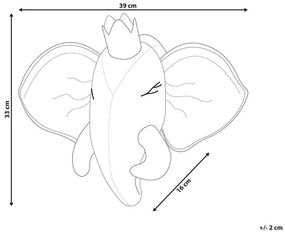 Szürke plüss elefánt fali dekoráció 39 x 33 cm TANTOR Beliani